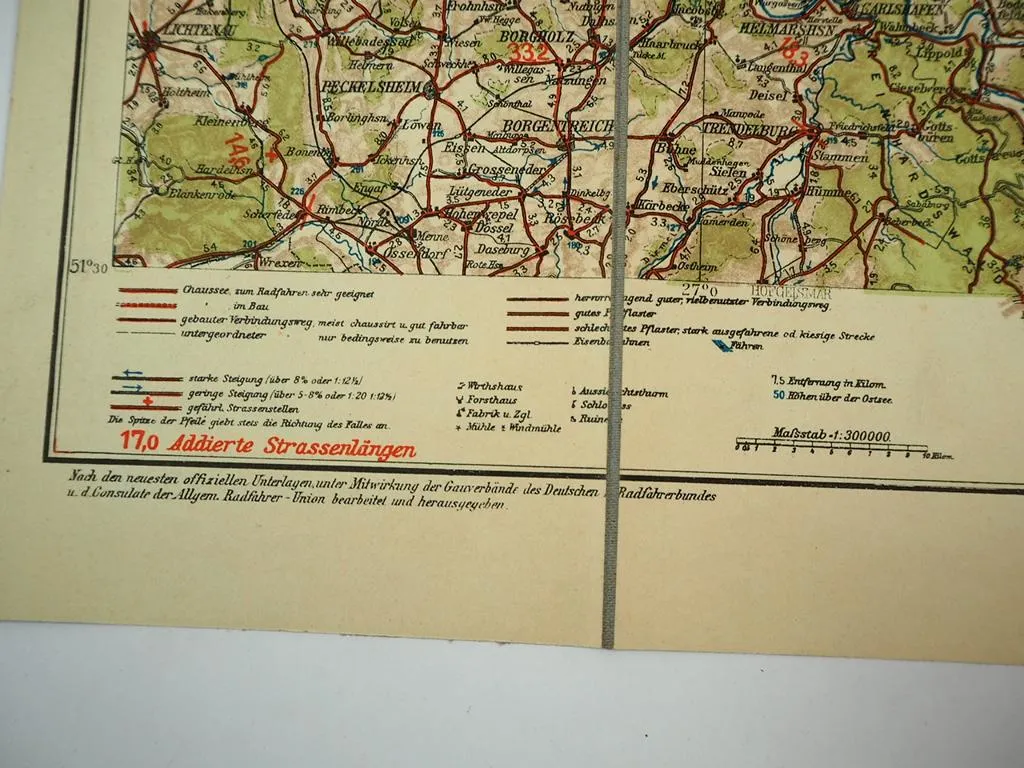 Strassenkarte Deutscher Radfahrbund Gau Hannover ca. 1910/20