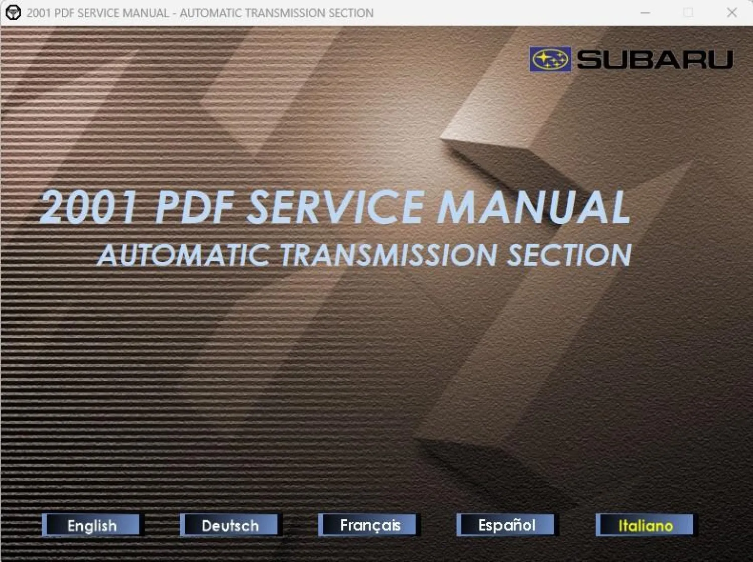 Subaru Automatikgetriebe Werkstatthandbuch Automatic Transmission Service Manual