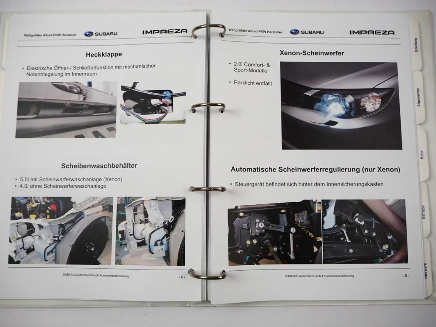 Subaru Impreza GR & Justy M300 Kundendienstschulung Fahrzeug Technik & Aufbau
