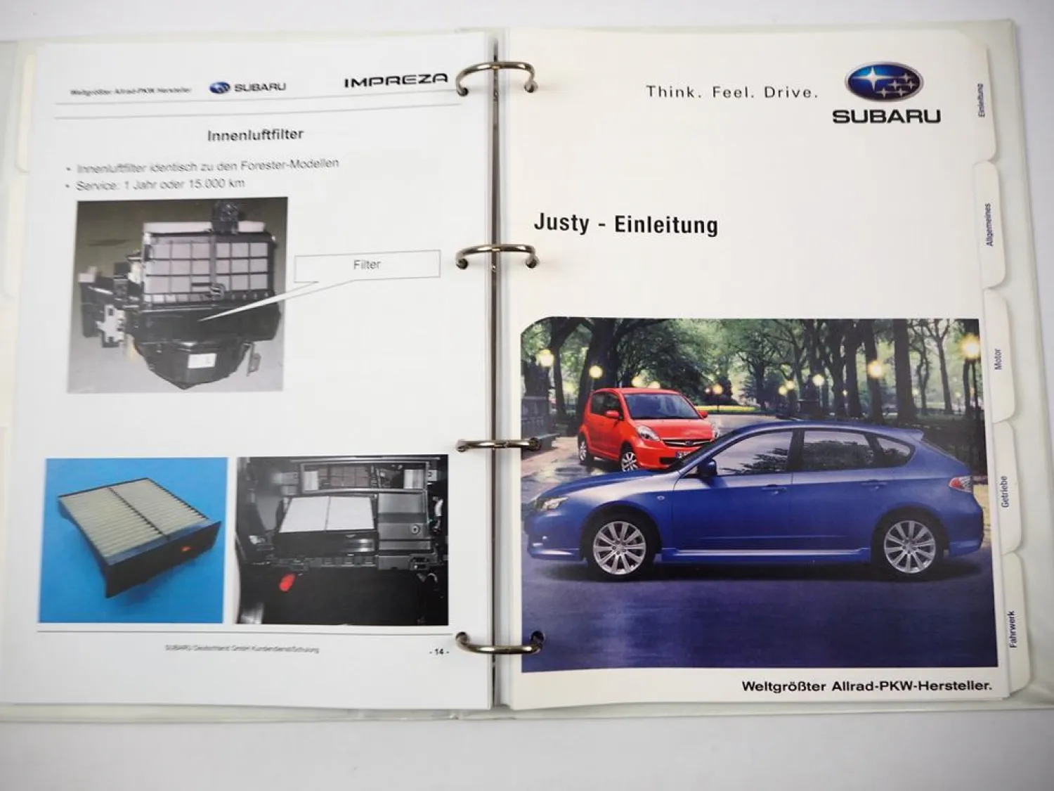 Subaru Impreza GR & Justy M300 Kundendienstschulung Fahrzeug Technik & Aufbau