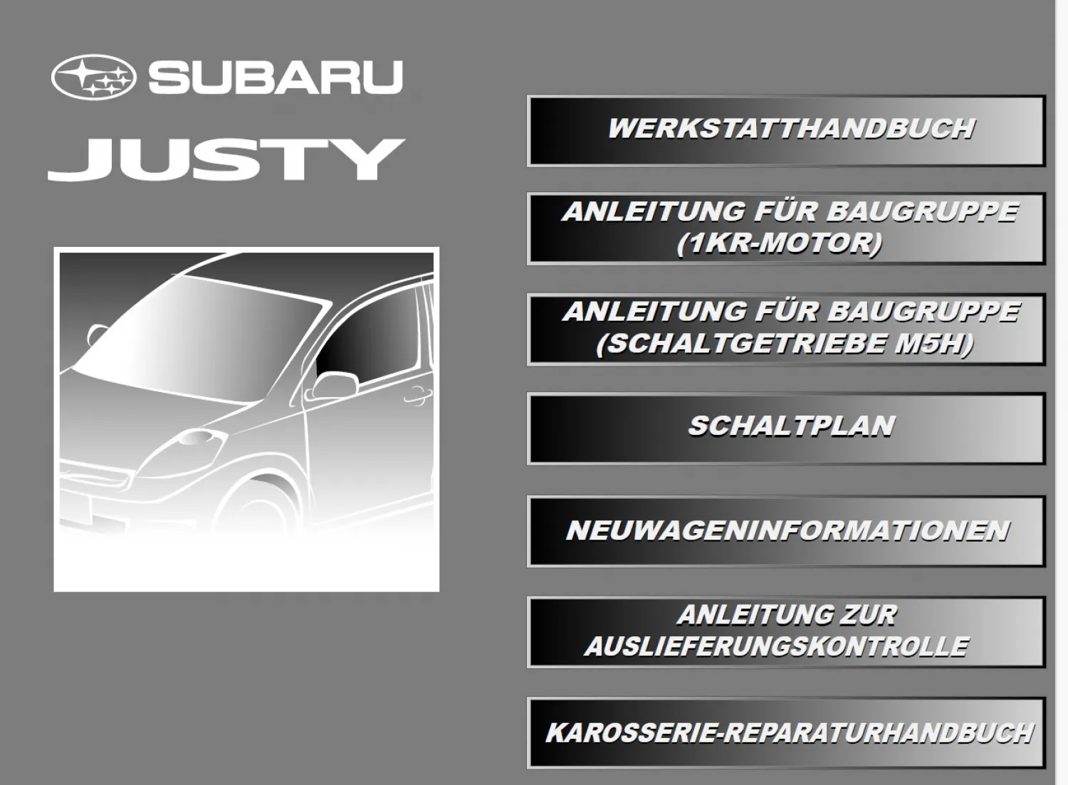 Subaru Justy M300 2008 Werkstatthandbuch Reparaturanleitung