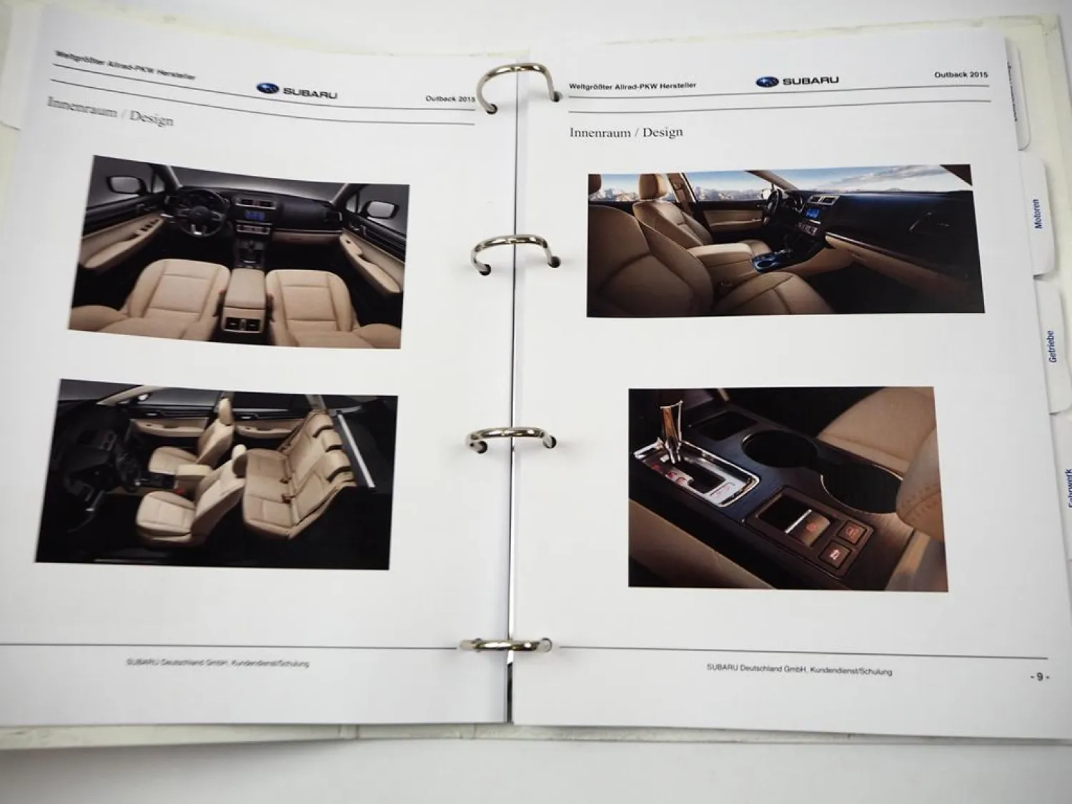 Subaru Outback 2015 Schulung Fahrzeugtechnik Aufbau Funktion Service Training