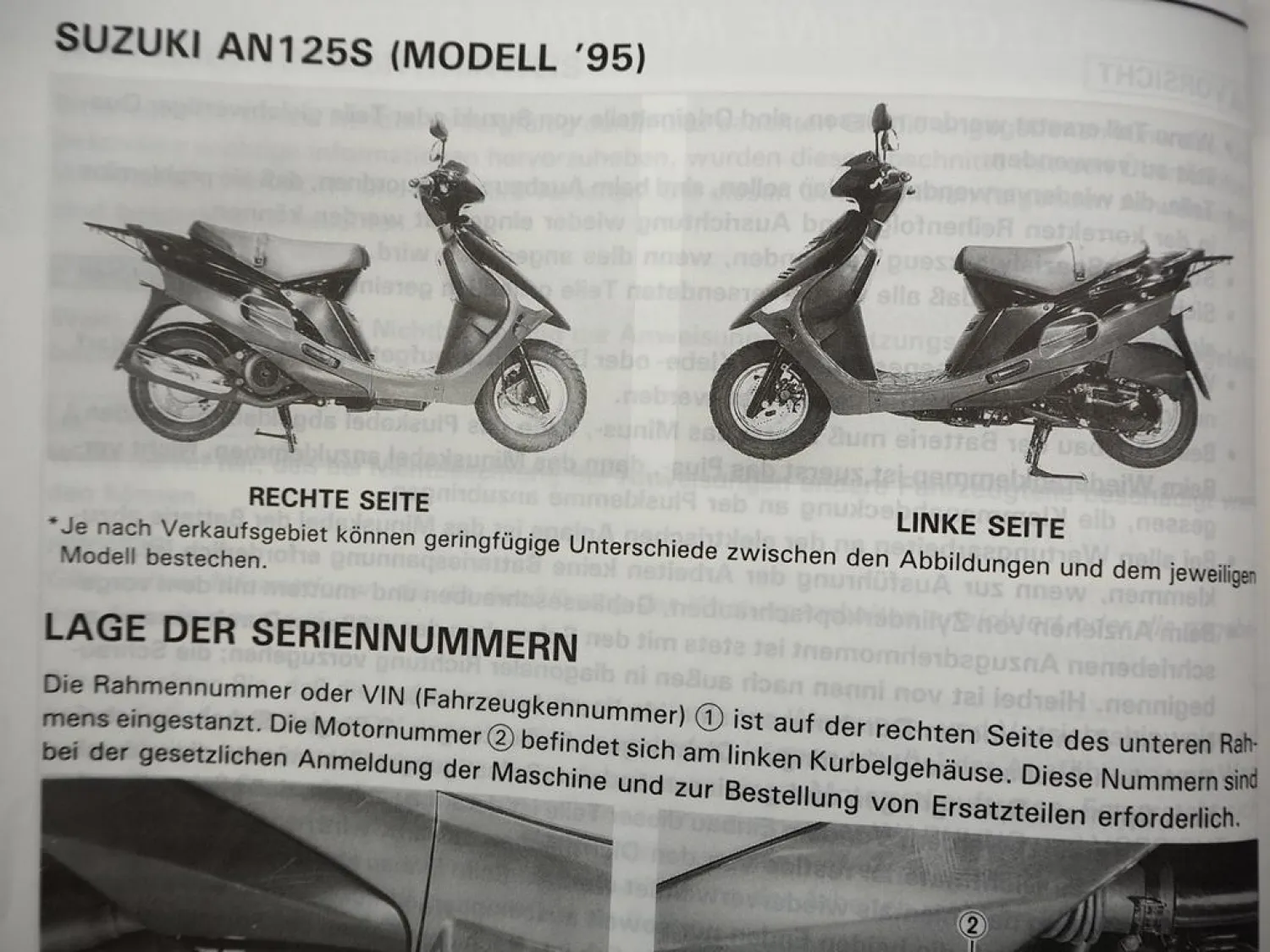 Suzuki AN 125 Werkstatthandbuch 1995/96 Reparaturanleitung Wartungsanleitung Roller