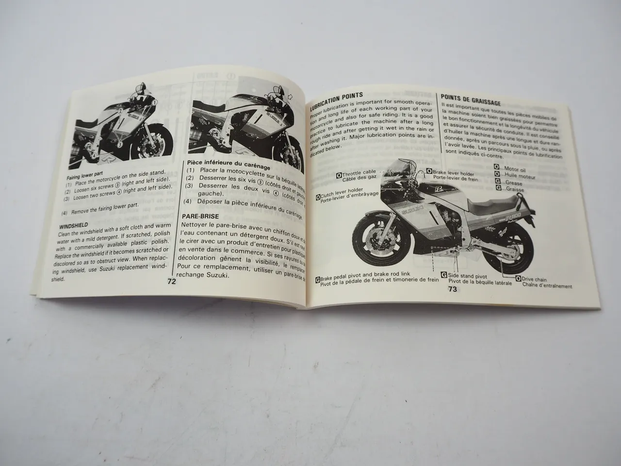 Suzuki GSR R1100 J Owners Manual Manual du Proprietaire ab 1988