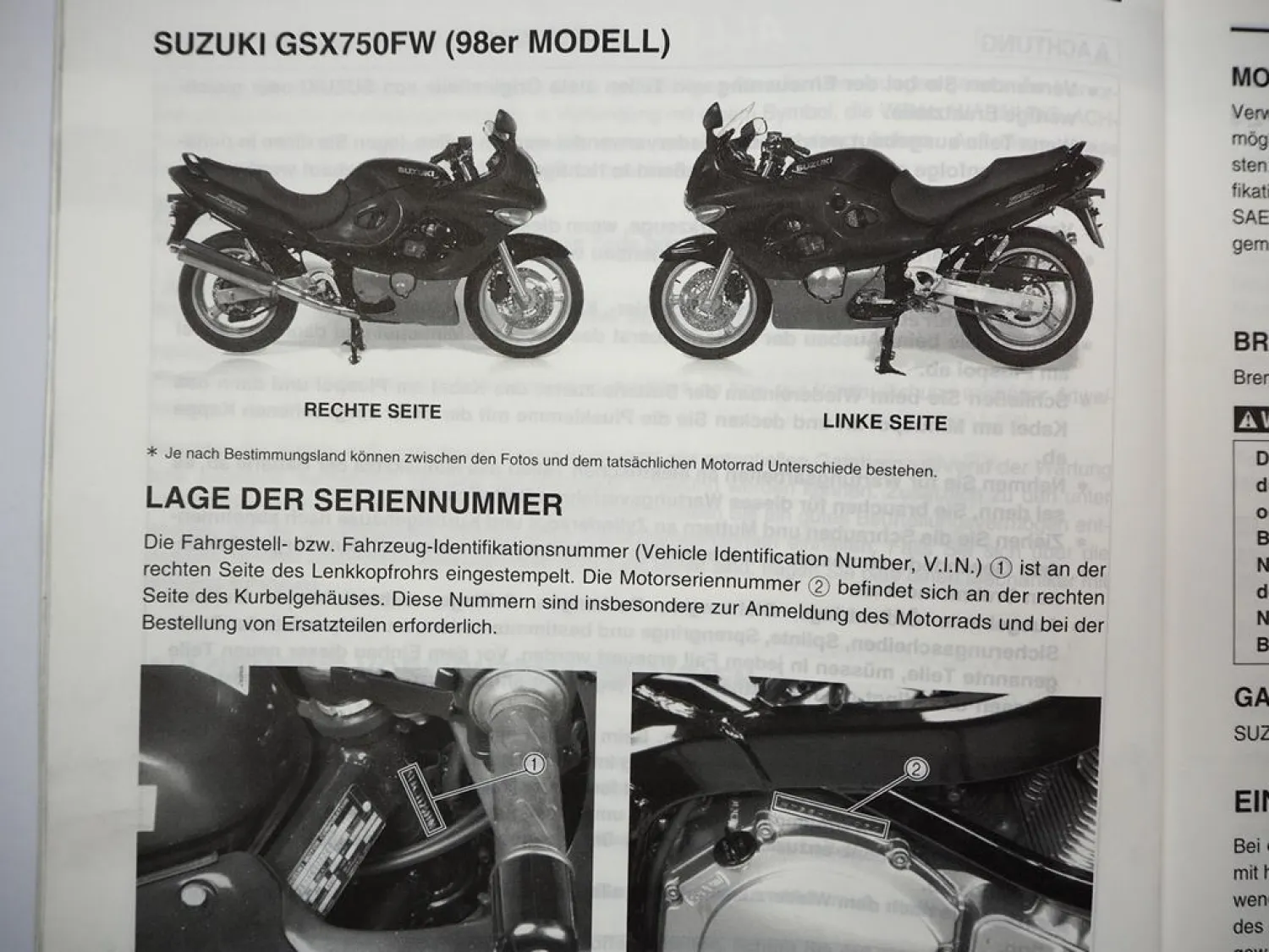 Suzuki GSX 750F AK11 Werkstatthandbuch 1998 Reparaturanleitung Wartungsanleitung
