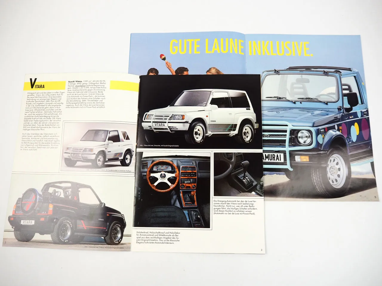Suzuki Modell Programm und Samurai PKW 2x Prospekt 1990/93
