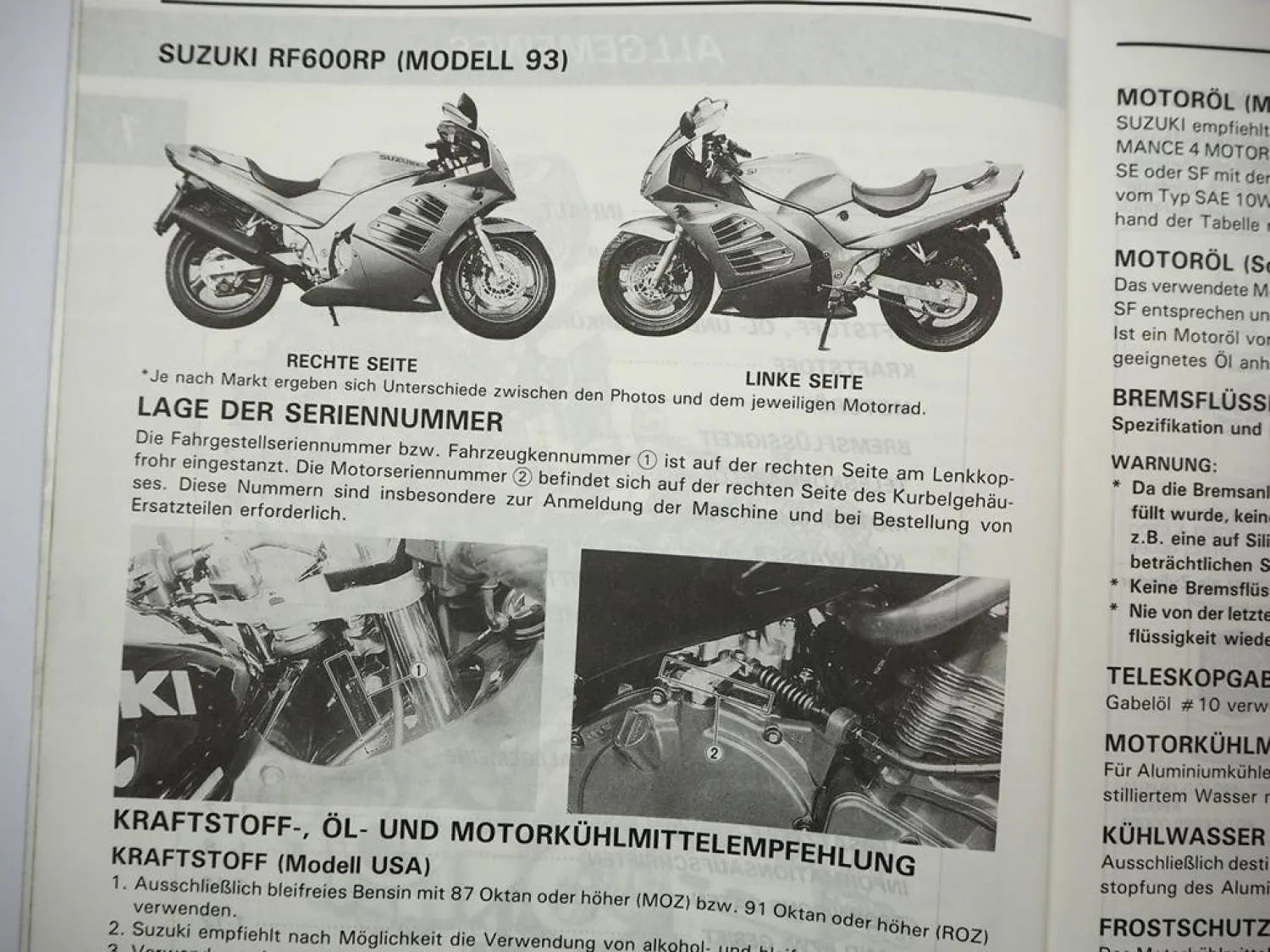 Suzuki RF 600R Werkstatthandbuch 1993 Reparaturanleitung Wartungsanleitung