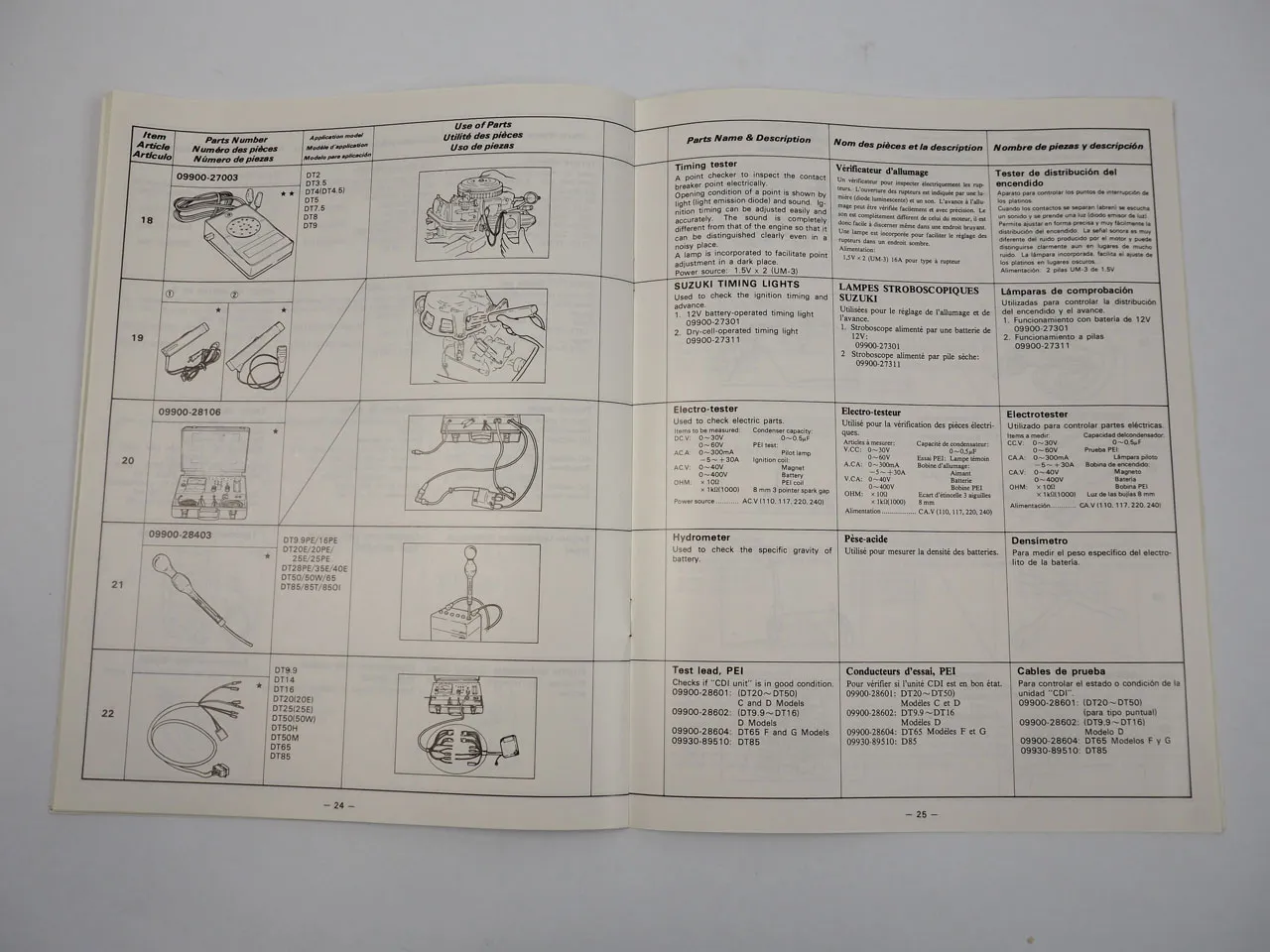 Suzuki Special Service Tools Catalog for Outboard Motor DT2 up to DT85 1980