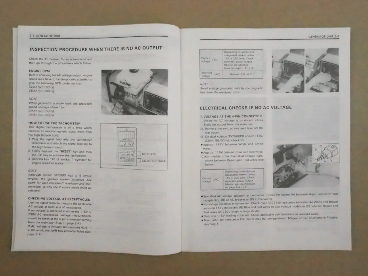 Suzuki SV2500 Generator Engine Unit Service Manual Werkstatthandbuch 1995