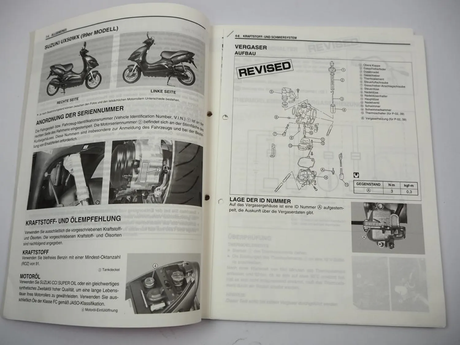 Suzuki UX50W Werkstatthandbuch 1999 Reparaturanleitung Wartungsanleitung Roller