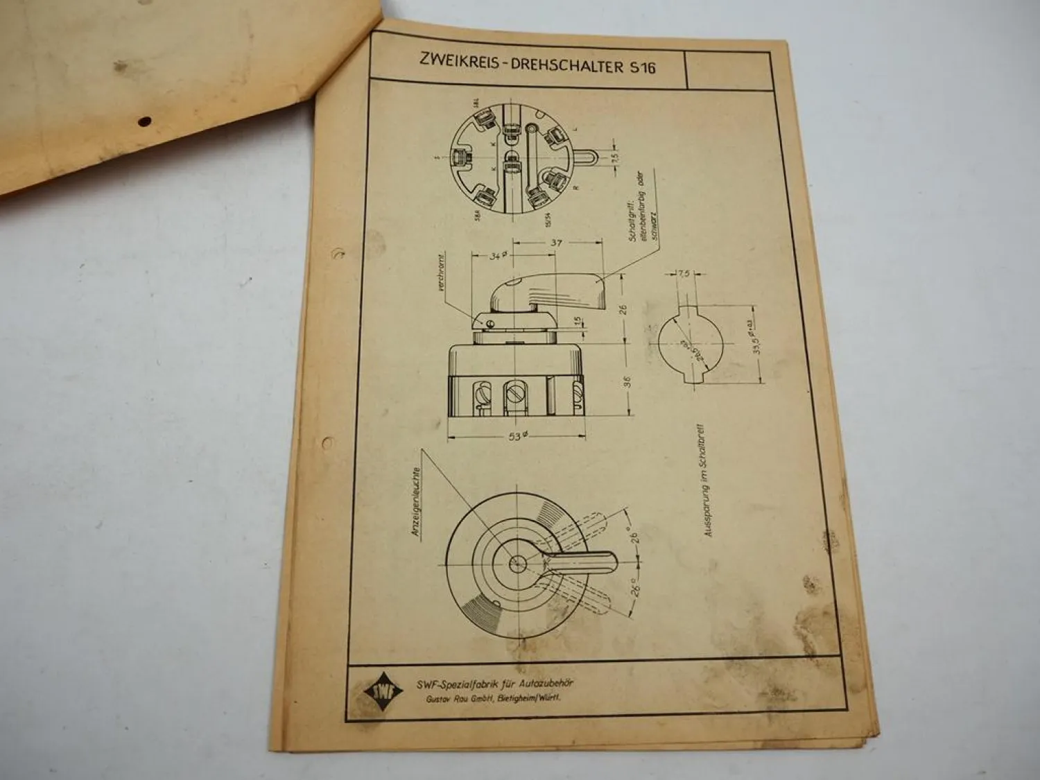 SWF Spezialfabrik für Autozubehör Rundschreiben Blinkanlagen für Schlepper 1961