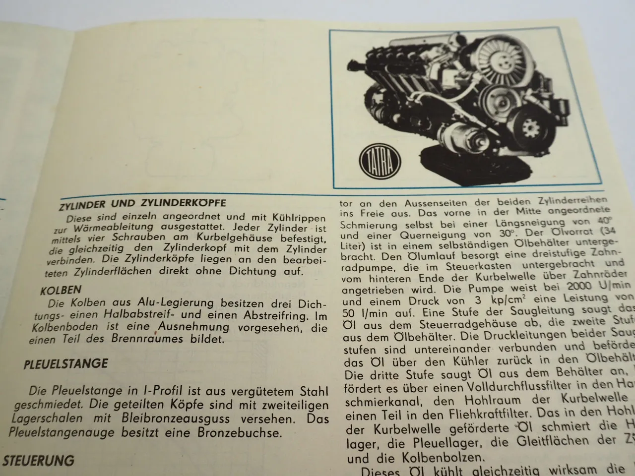 Tatra 930 V 12 Zylinder Dieselmotor Prospekt ca 1960er