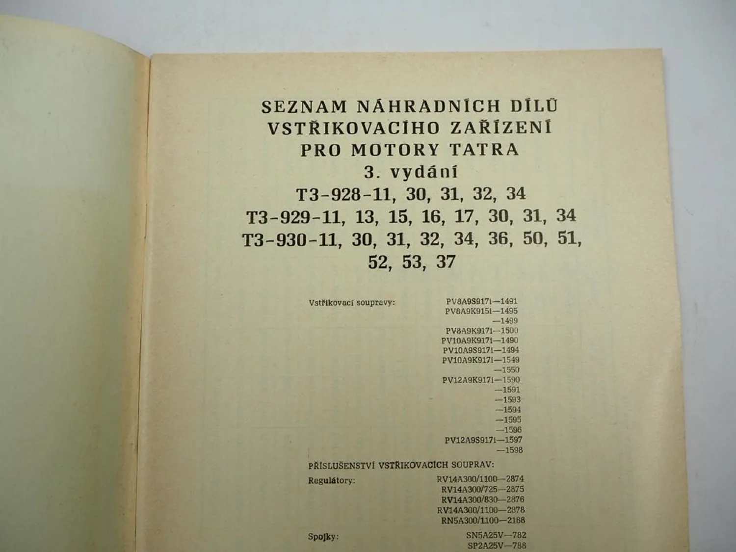Tatra T815 Einspritzanlage für T3 928 929 930 Motor Ersatzteilliste Motorpal