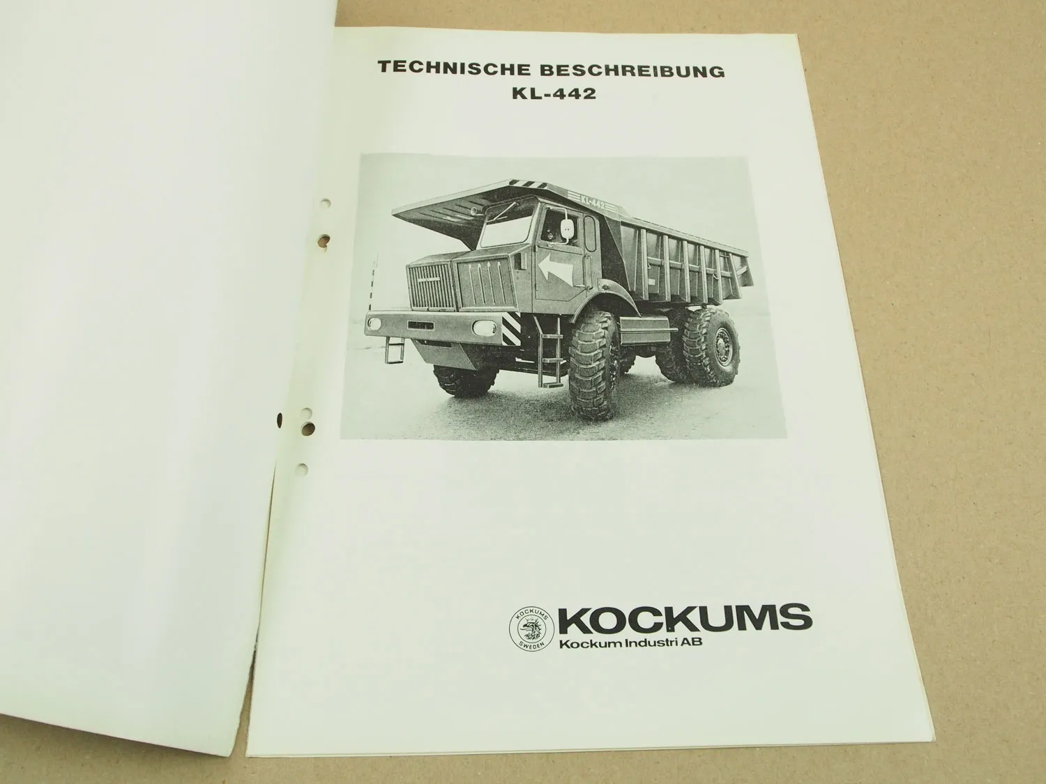Technische Beschreibung Kockum KL-442 Muldenkipper aus den 60er Jahren