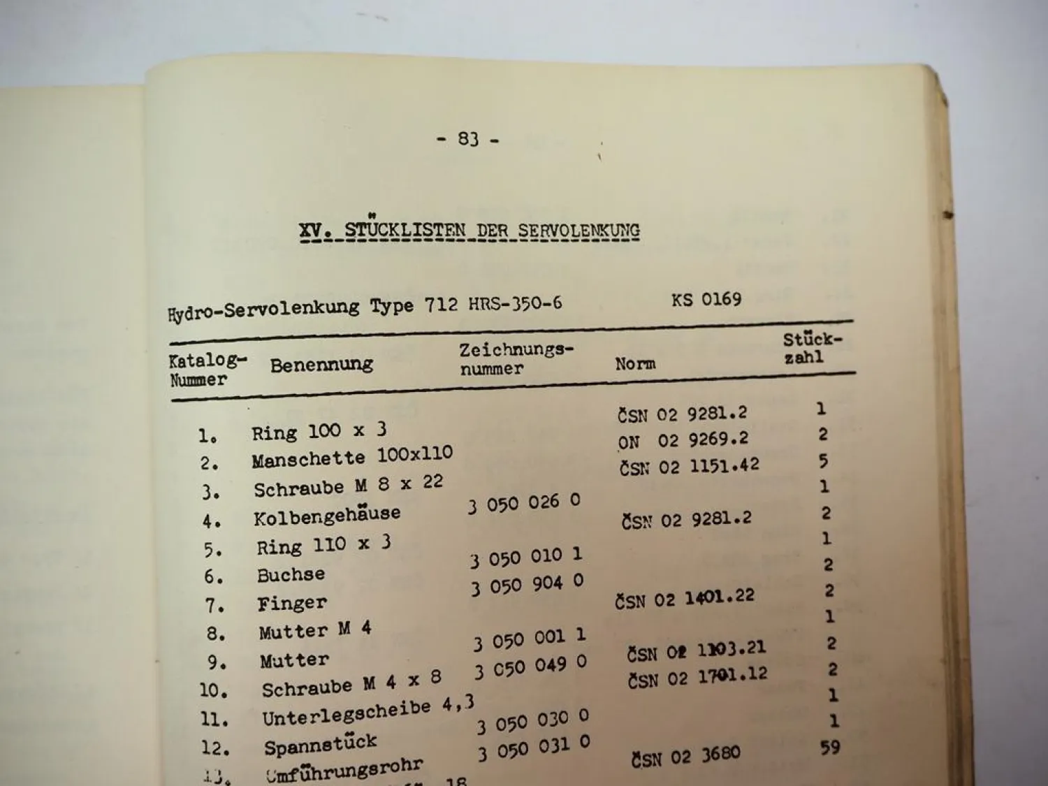 Technometra 712 HSR 350 Servolenkung für Skoda LKW Werkstatthandbuch 1976
