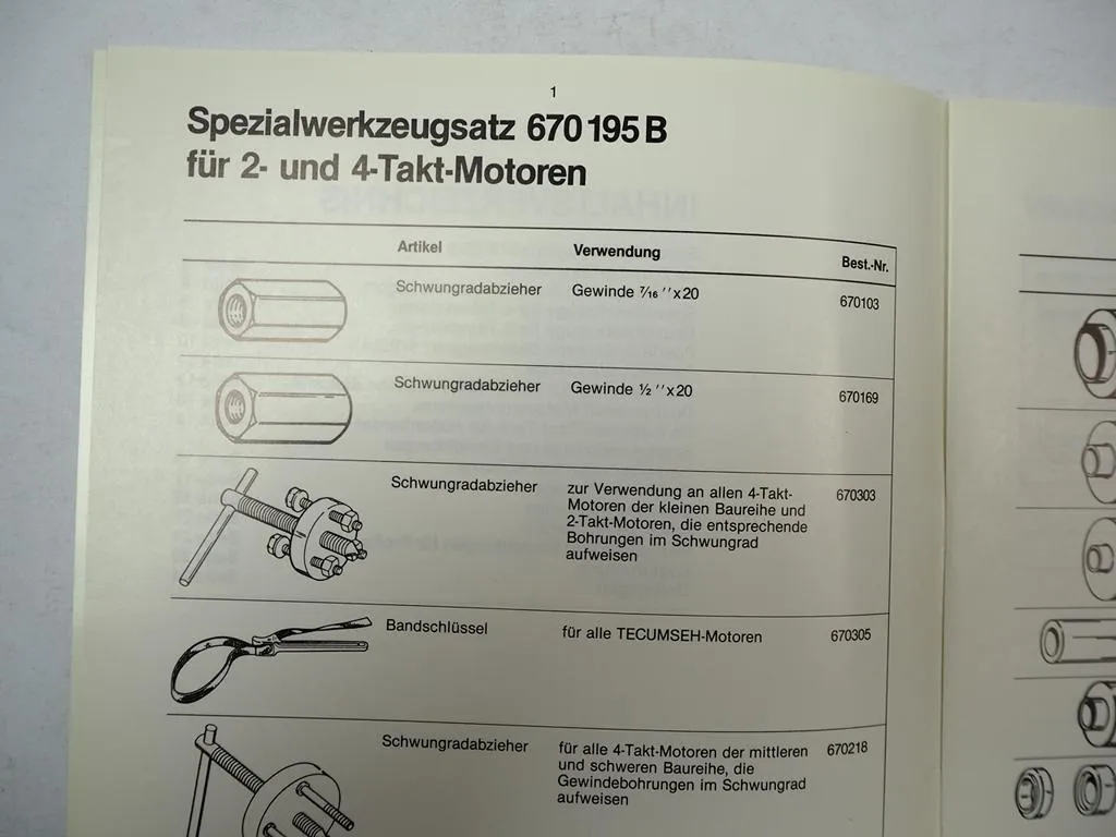 Tecumseh Spezialwerkzeug Katalog für Motoren Peerless Getriebe 1984