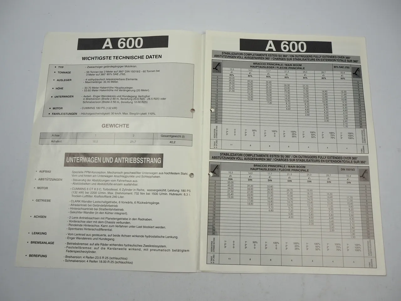 Terex Cranes Potain Poclain PPM A600 Mobilkran Autokran Prospekt