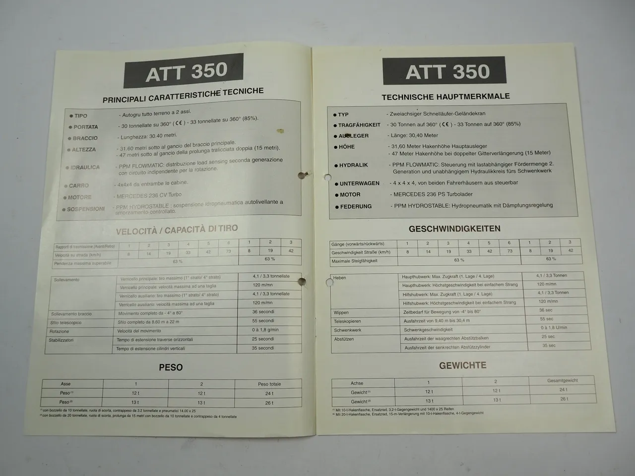 Terex Potain Poclain PPM ATT 350 Mobilkran Autokran Prospekt Brochure 1998