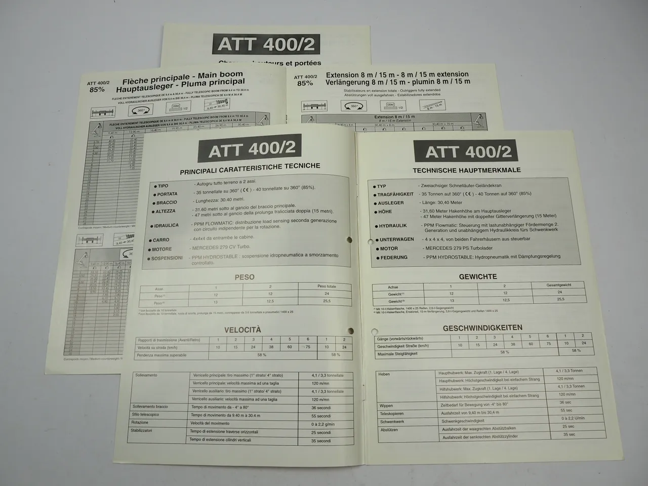 Terex Potain Poclain PPM ATT 400/2 Mobilkran Autokran 3x Prospekt Brochure 1999