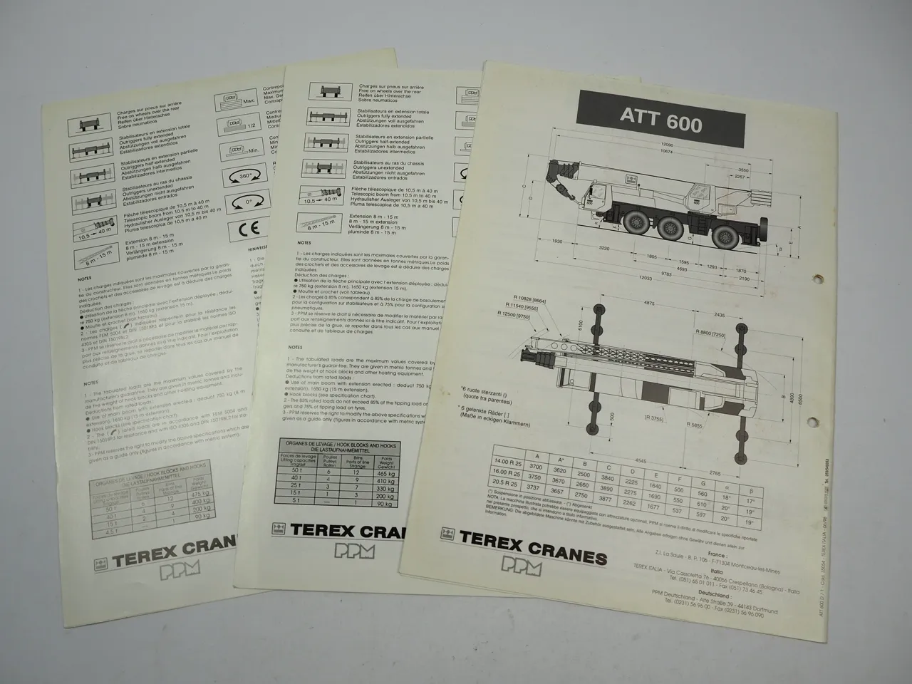 Terex Potain Poclain PPM ATT 600 Mobilkran Autokran 3x Prospekt Brochure 1997/98