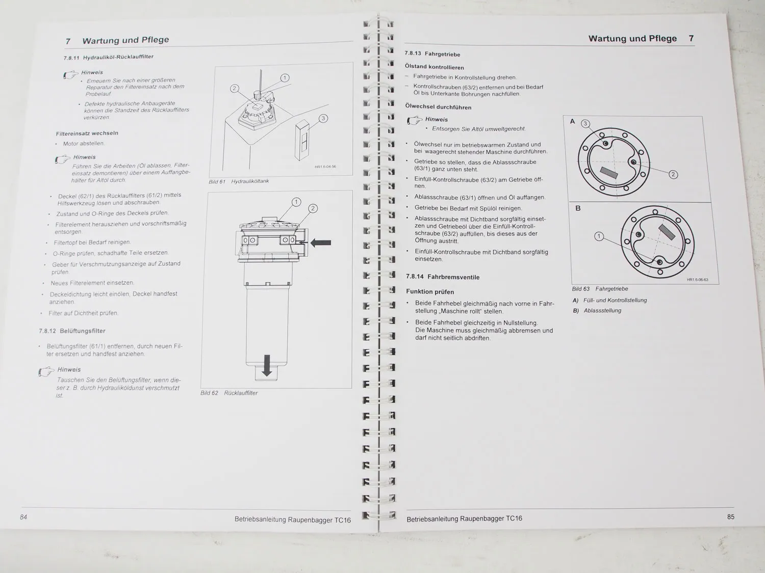 Terex TC16 Raupenbagger Betriebsanleitung Bedienungsanleitung 01/2010
