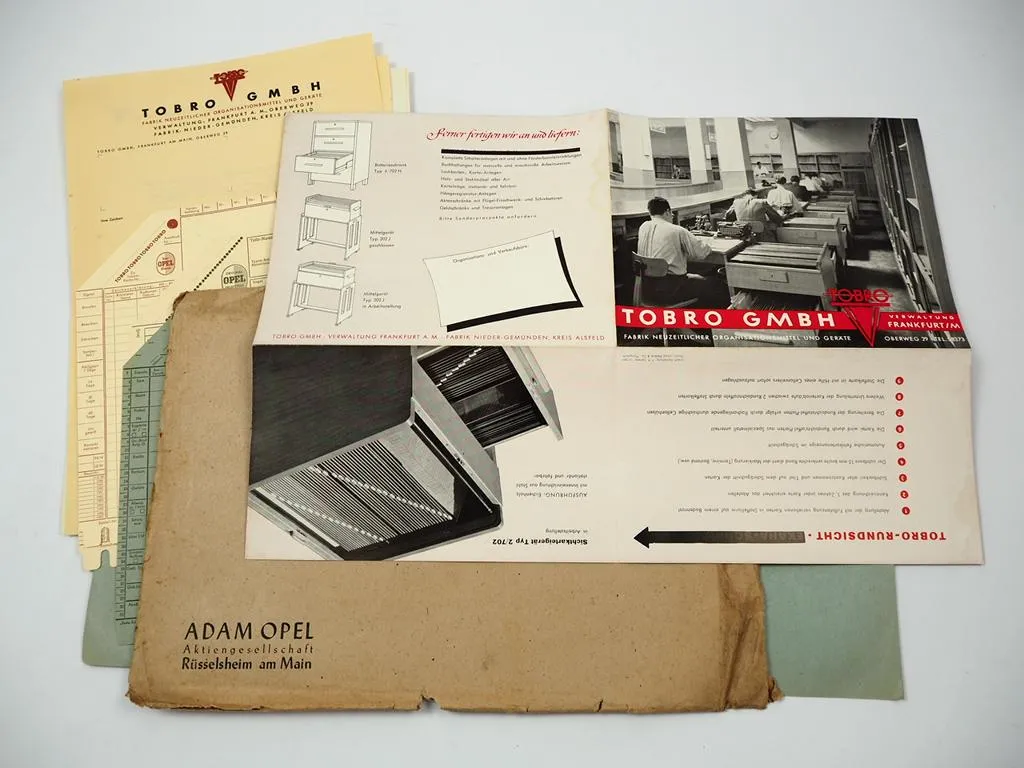 Tobro GmbH Frankfurt Rundsicht Kartei für Opel Firmenbrief Karten Prospekt 1950