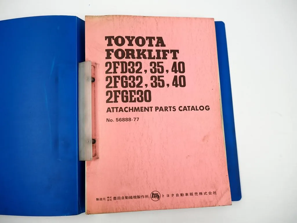 Toyota 2FD 2FG 32 35 40 2FGE30 Forklift Attachment Parts Catalog 1977