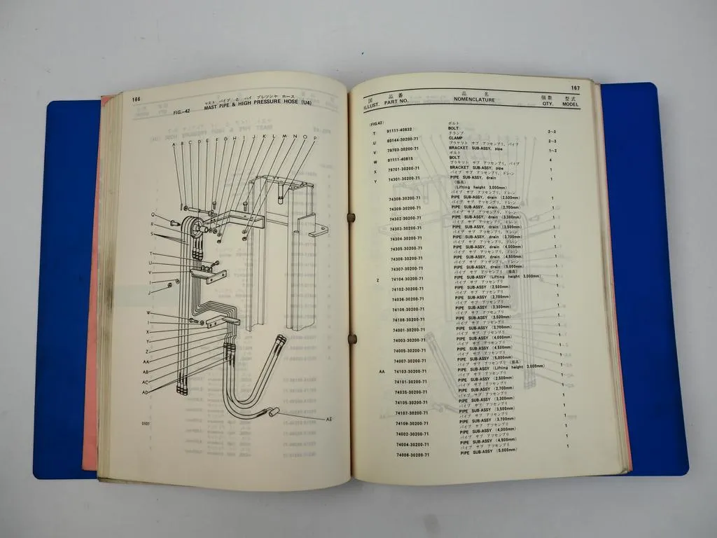 Toyota 2FD 2FG 32 35 40 2FGE30 Forklift Attachment Parts Catalog 1977