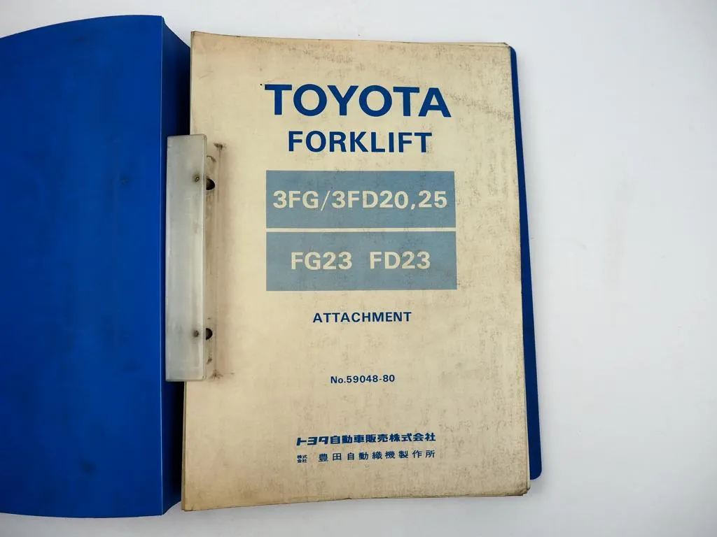 Toyota 3FD/3FG 20 25 FD/FG 23 Forklift Gabelstapler Attachment Parts Catalog1980