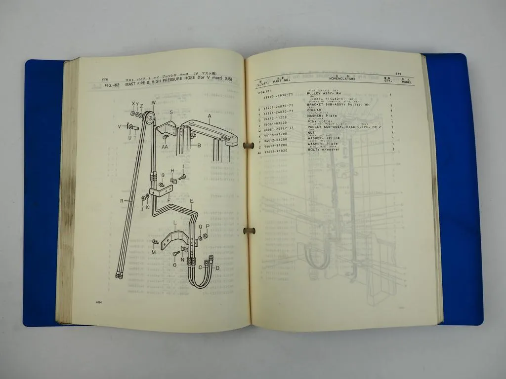 Toyota 3FD/3FG 20 25 FD/FG 23 Forklift Gabelstapler Attachment Parts Catalog1980