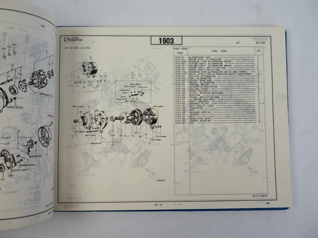 Toyota 42-5FG 20 23 25 Forklift Parts Catalog 1988