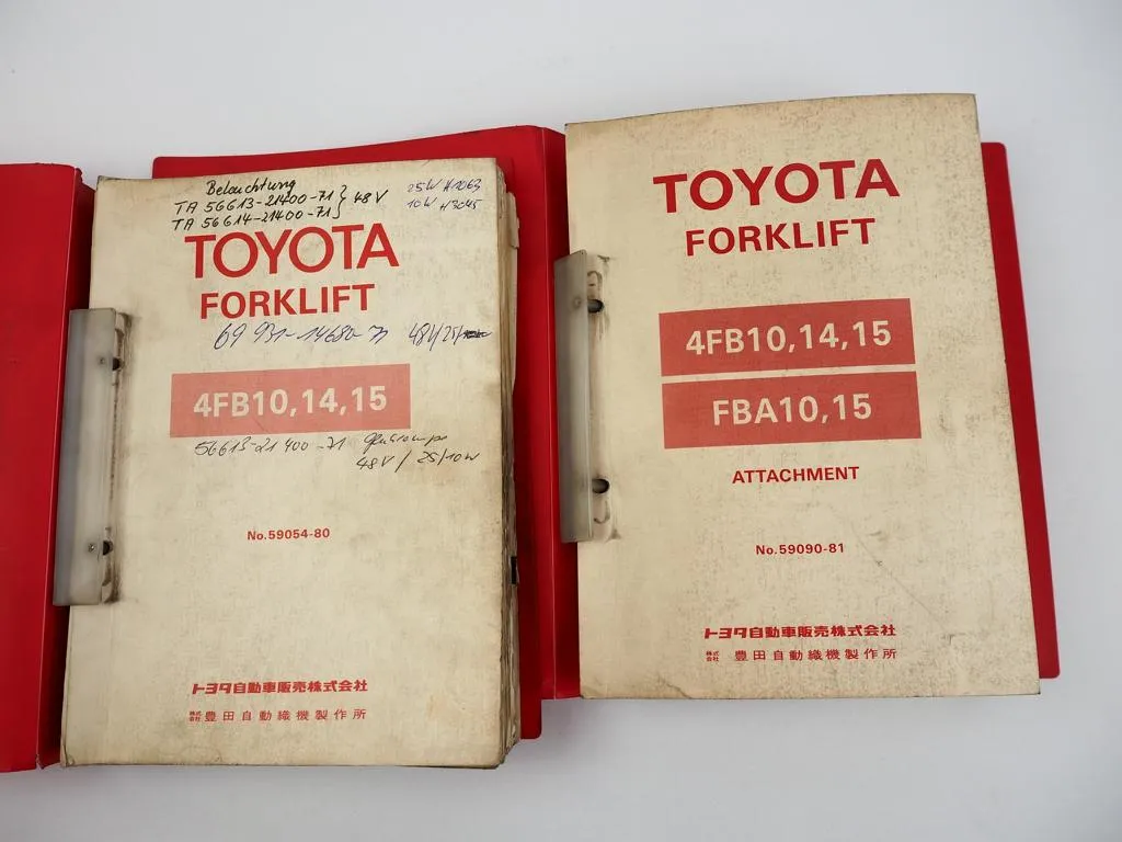 Toyota 4FB 10 14 15 Forklift Parts Catalog + Attachment Ersatzteilliste 1980/81