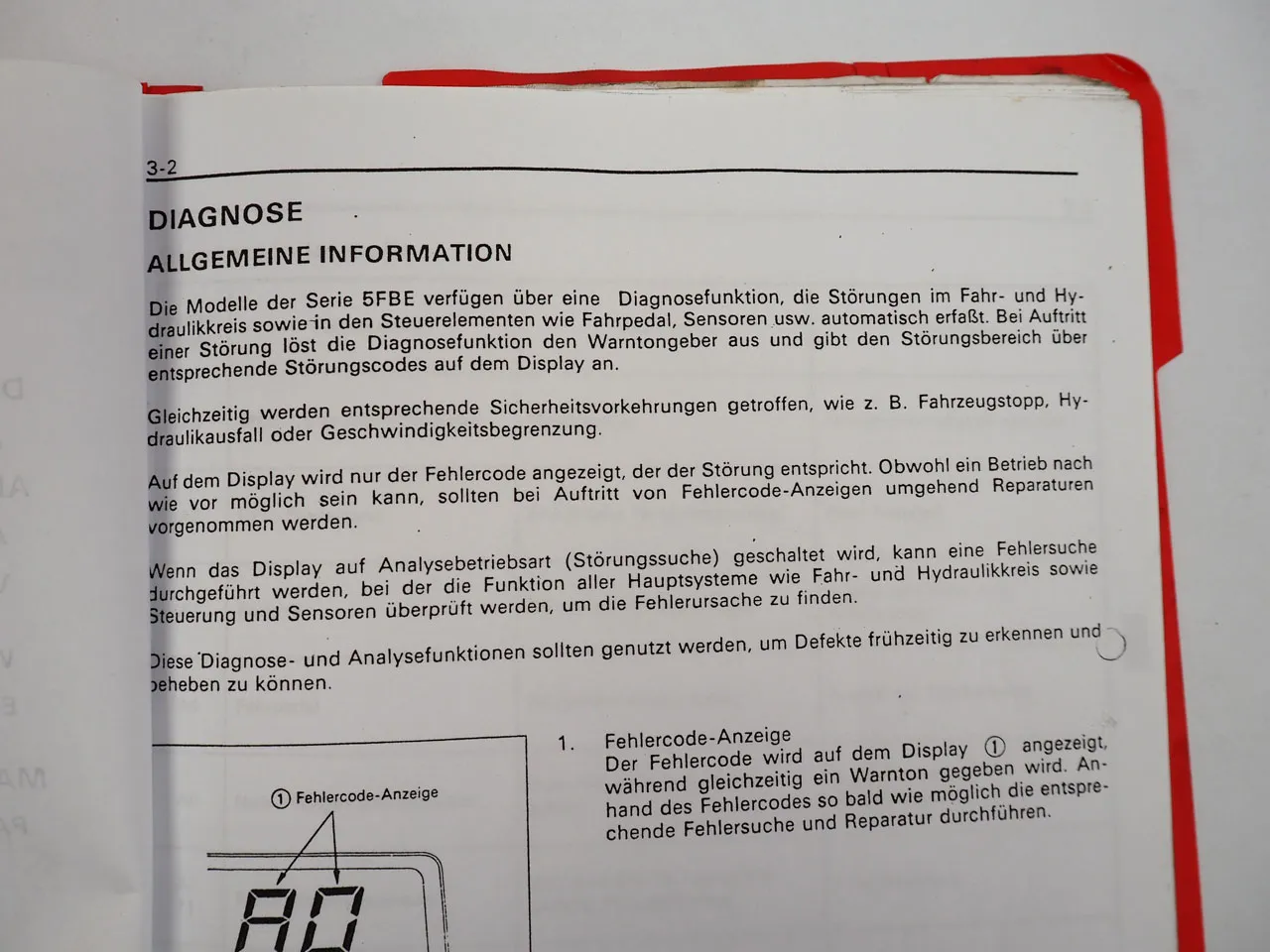 Toyota 5FBE 10 13 15 18 Gabelstapler Display Fehlerdiagnose Schulung