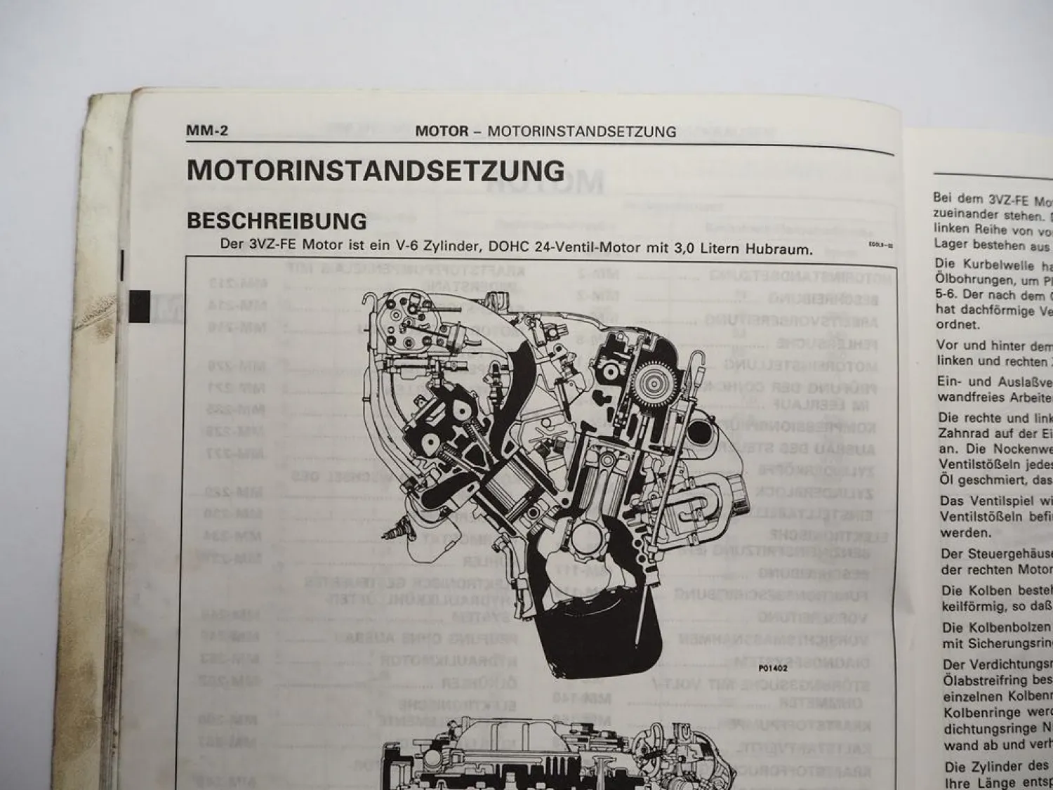 Toyota Camry VCV10 Werkstatthandbuch 3.0l V6 Motor 3VZ-FE Reparaturanleitung