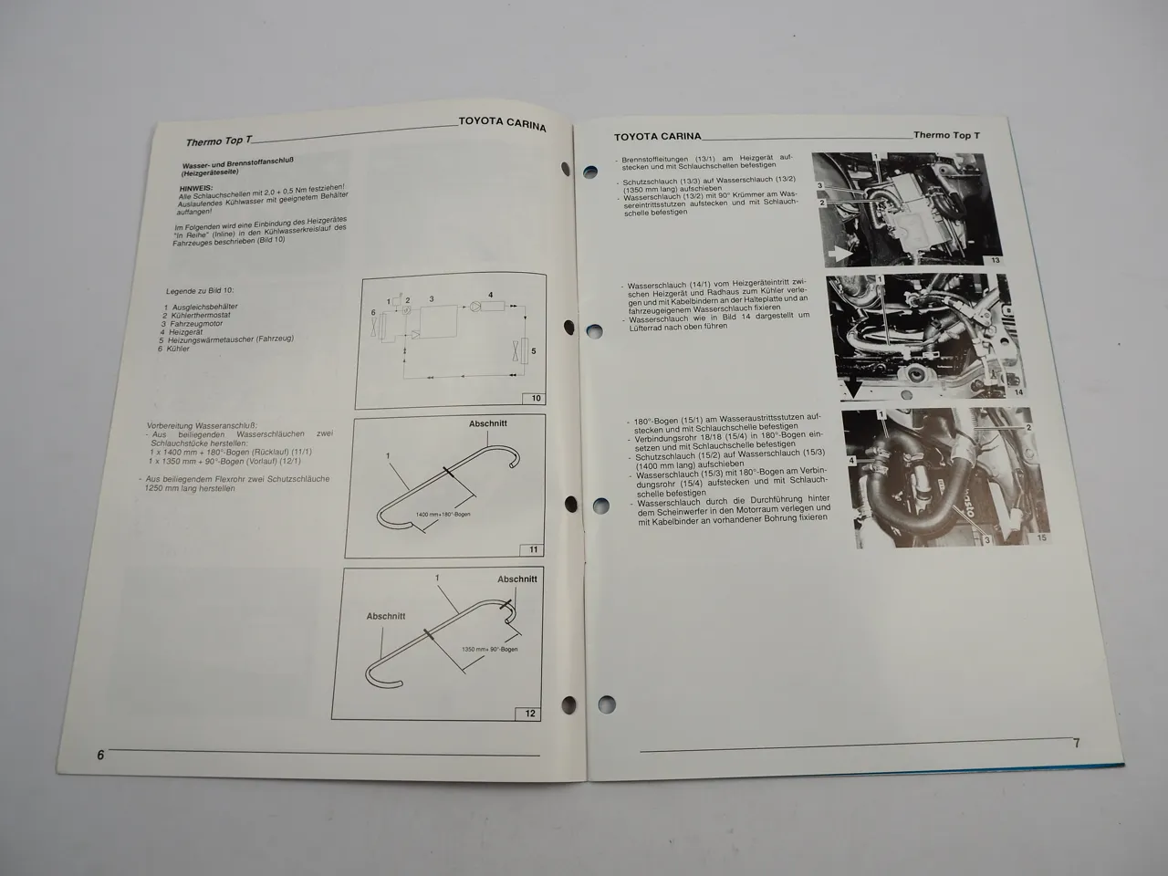 Toyota Carina T190 MJ 95 Einbauanleitung Webasto Thermo Top T BW50 Heizung 1995
