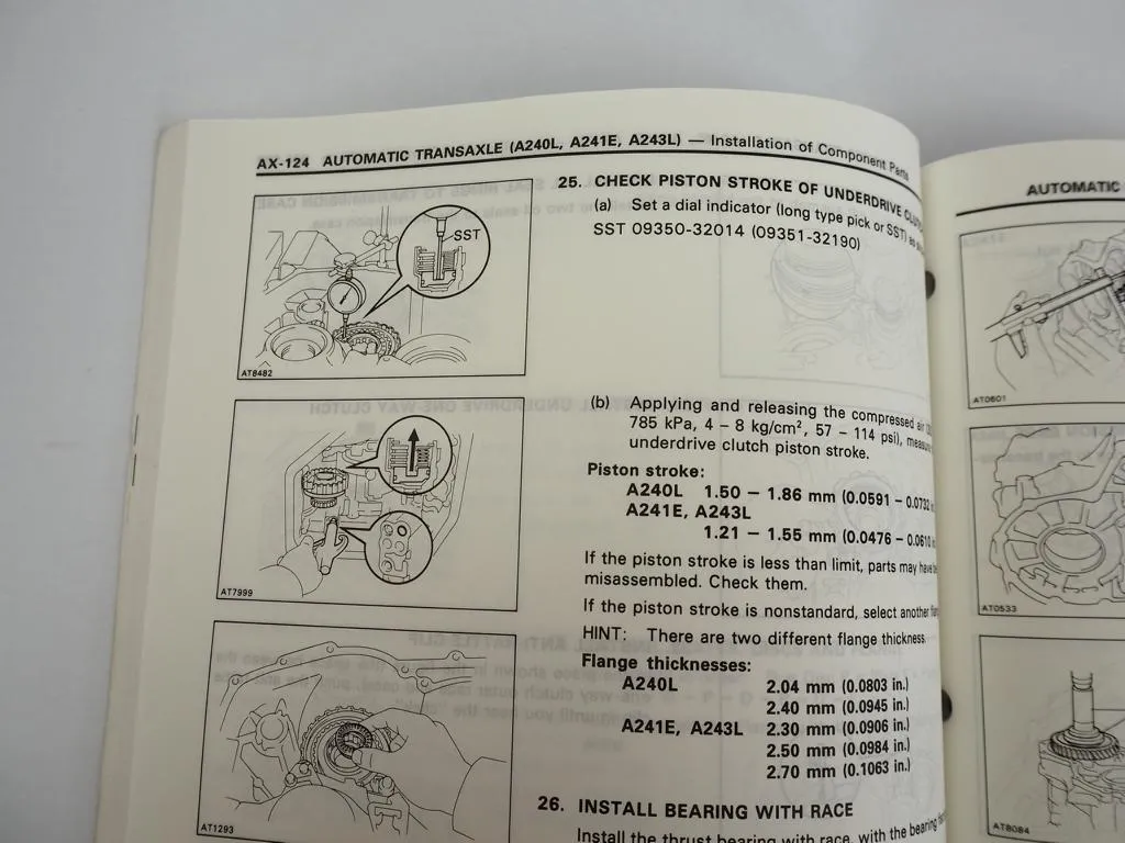 Toyota Corol Celica MR2 1992 Repair Manual Automatic Transaxle A240 A241 A243
