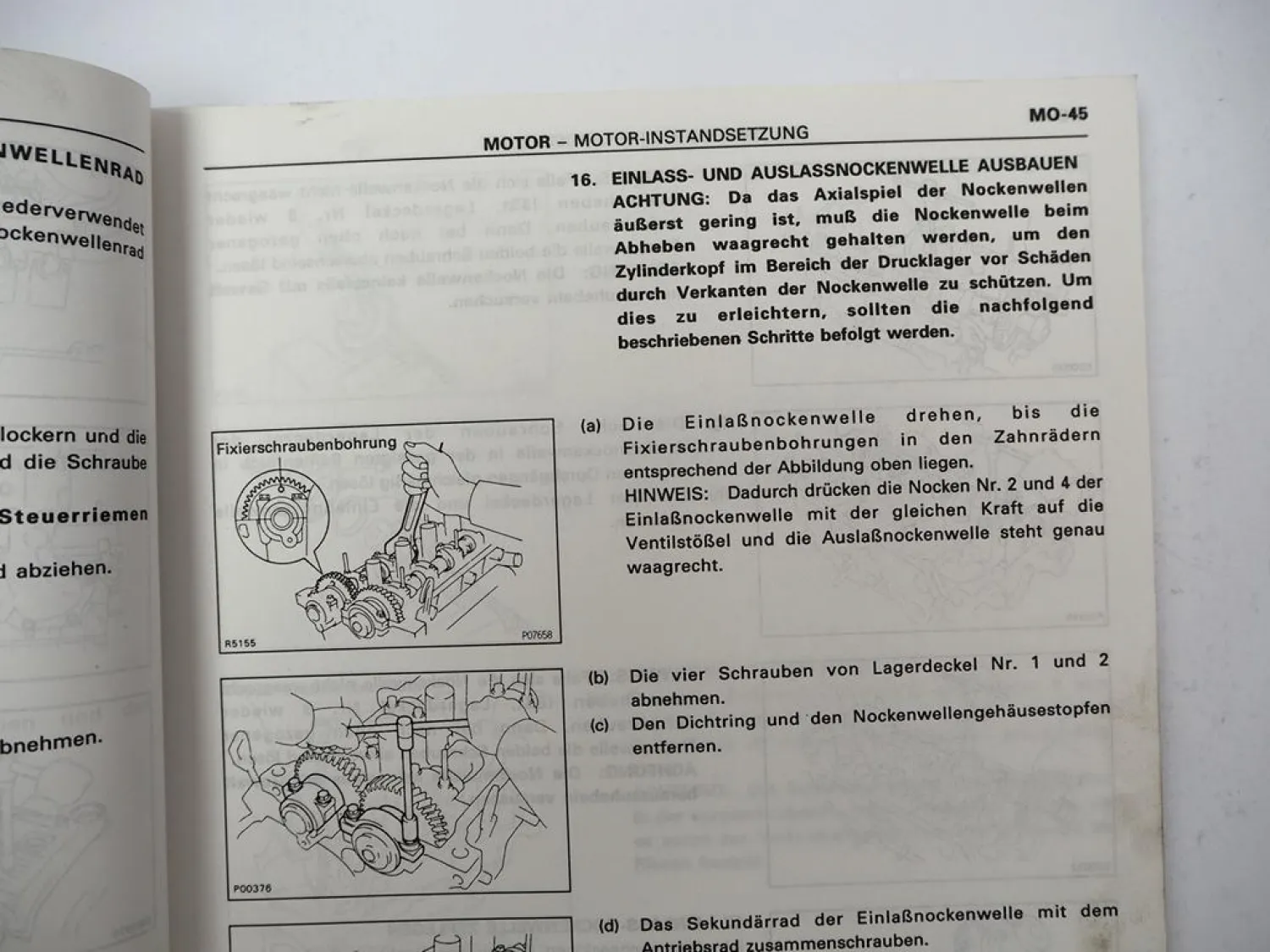 Toyota Corolla 1.3 l 16V Motor 4E-FE Werkstatthandbuch Reparaturanleitung 1992