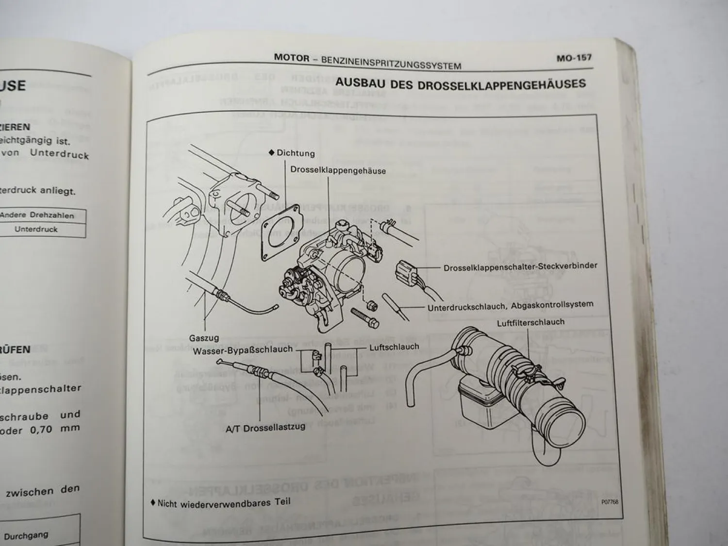 Toyota Corolla 1.3 l 16V Motor 4E-FE Werkstatthandbuch Reparaturanleitung 1992