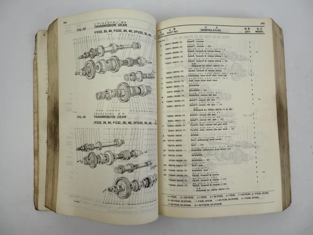 Toyota FD FG 2FG 32 35 40 FGE 2FGE 30 Forklift Parts Catalog Ersatzteilliste1976