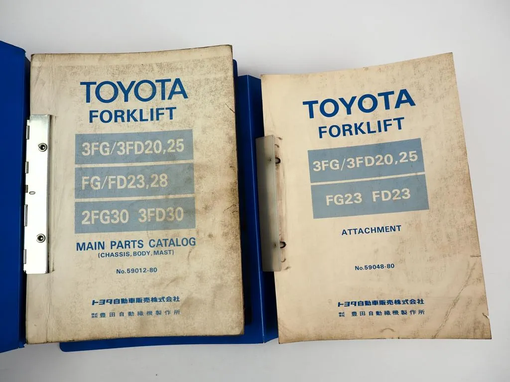 Toyota FD FG 2FG 3FD 3FG Forklift Main Parts Catalog + Attachment 1980