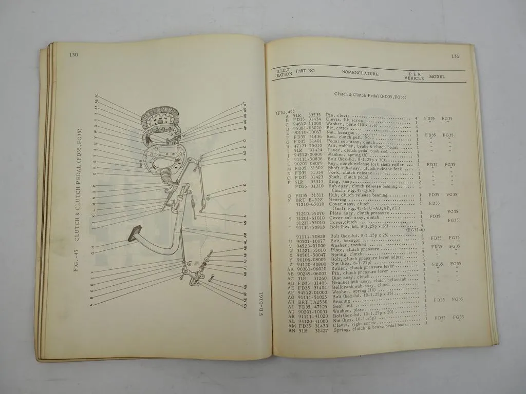Toyota FD FG 35 Forklift Gabelstapler Ersatzteilliste Parts Catalog 1969