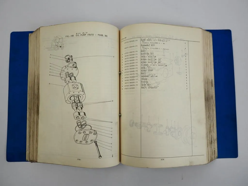 Toyota FG/FD 23 28 2FG30 3FG/3FD 20 25 3FD30 Forklift Engine Parts Catalog 1981