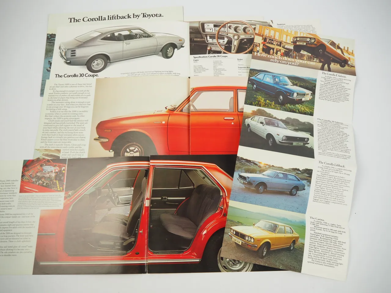 Toyota GB ltd 9 brochures and pricelist 1976 Corolla Carina 1000 2000