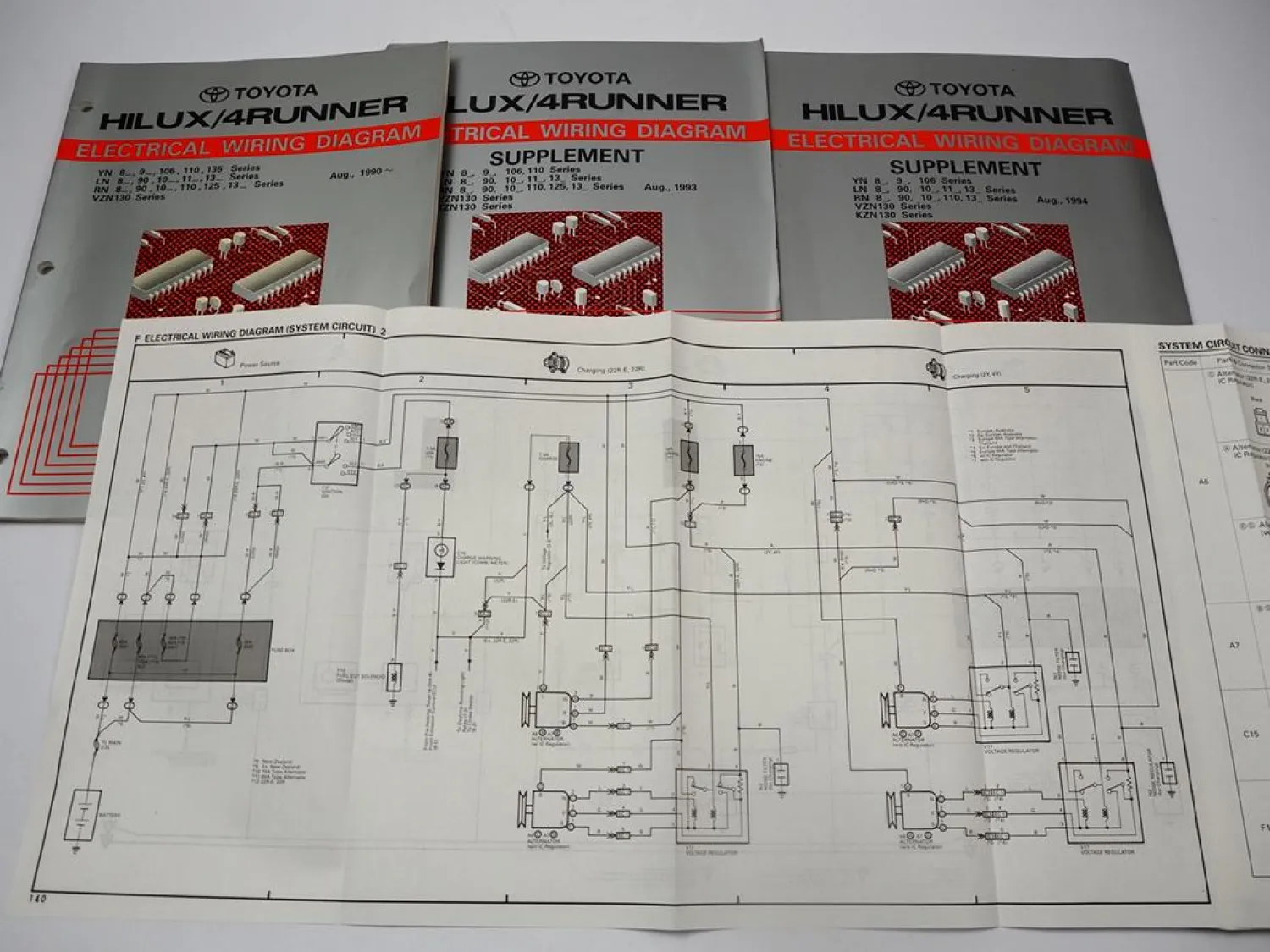 Toyota Hilux YN80 4Runner N13 elektrische Schaltpläne Elektrik 1990 bis 1994