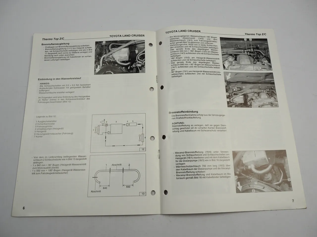 Toyota Land Cruiser HDJ 80 Einbauanleitung Webasto Thermo Top Z/C-D Heizung 1997