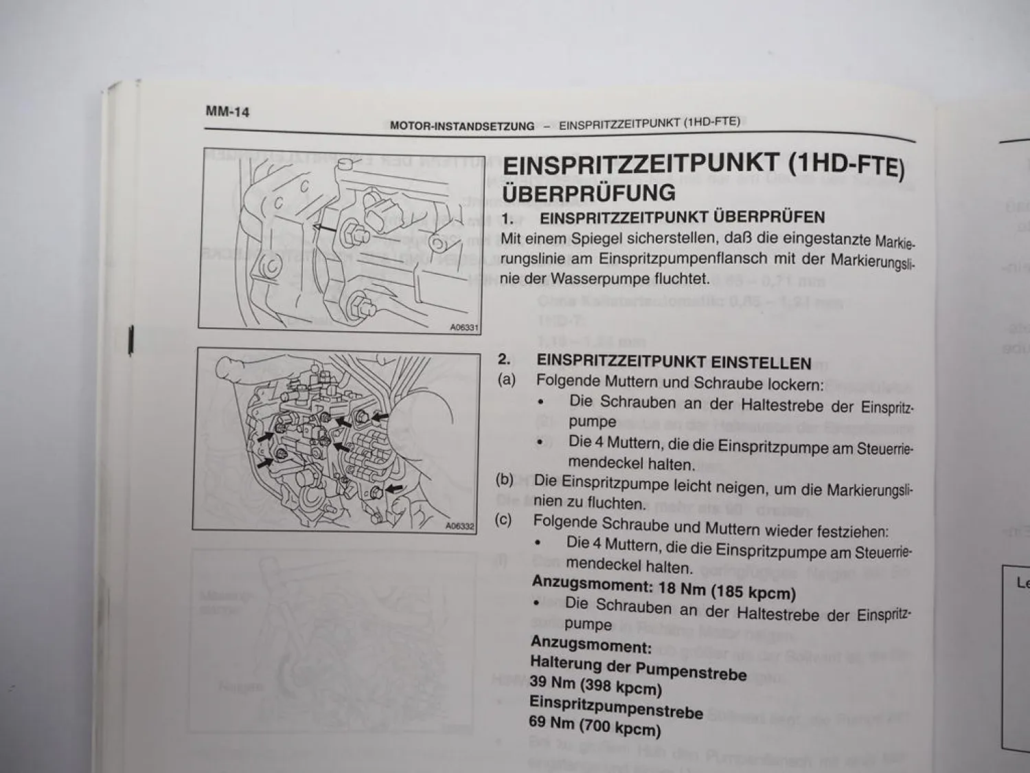 Toyota Land Cruiser J10 HZJ105 HDJ100 Motor 1HZ 1HD-T FTE Werkstatthandbuch 1998