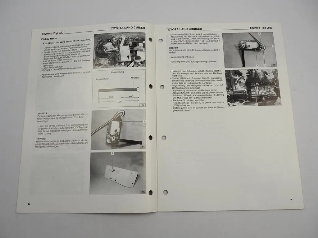 Toyota Land Cruiser J9 Einbauanleitung Webasto Thermo Top Z/C-B/D Heizung 1997