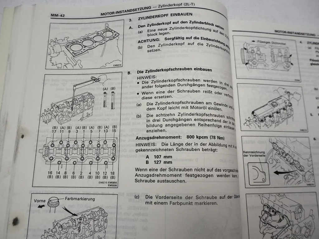 Toyota LandCruiser J7 LJ7 LN1 Hilux 4Runner 2L-T 3L Motor Werkstatthandbuch 1990/94