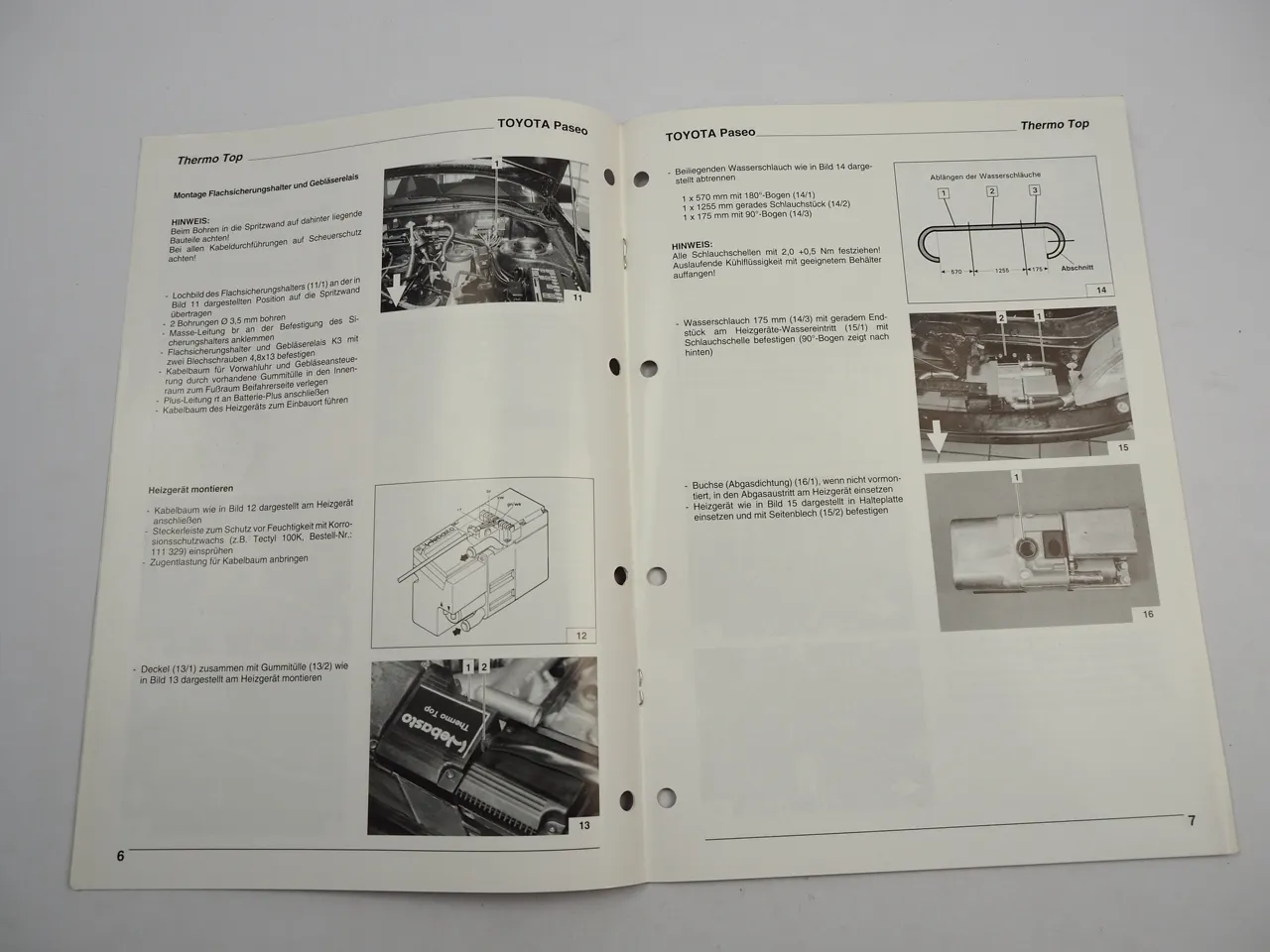 Toyota Paseo Sportcoupé 1,5l Einbauanleitung Webasto Thermo Top BW50 Heizung 96
