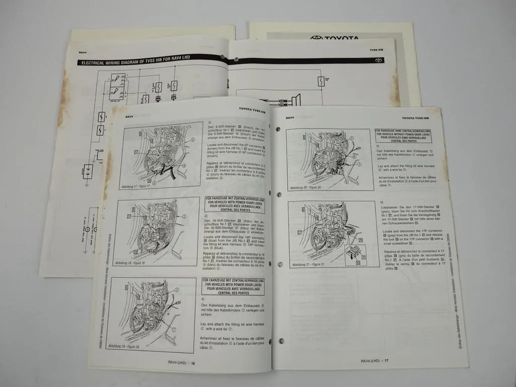 Toyota RAV4 SXA 10 11L TVSS 3B Security Alarm System Einbauanleitung Schaltplan